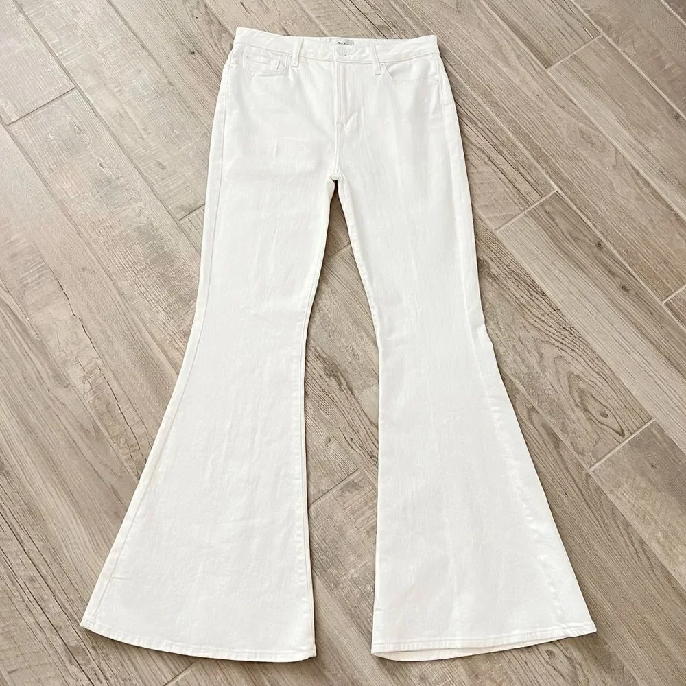 NWT 7 For All Mankind Mega Flare Jeans in Clean White Sz 30